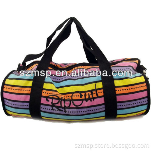 2015 Summer rainbow printed canvas duffle bag